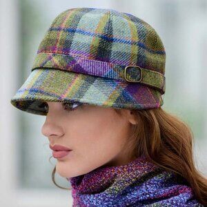 Mucros Weavers Irish Tweed Multi Vernal Plaid Flapper Cap